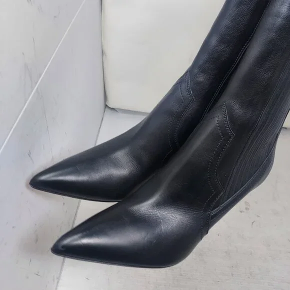 Christian Louboutin Santigag Black Leather Western Boot - Picture 10 of 11